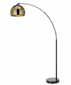 TeamsonUS Teamson Home Arquer Arc Metal Floor Lamp With Bell Shade, Gold