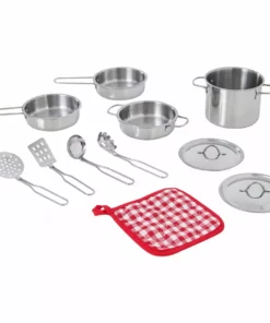 TeamsonUS Teamson Kids 11 Piece Little Chef Frankfurt Stainless Steel Cooking Accessory Set