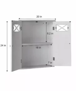 TeamsonUS Teamson Home Dawson Removable Wooden Wall Cabinet With Cross Molding And 2 Doors, White