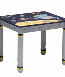 TeamsonUS Fantasy Fields Kids Painted Wooden Outer Space Table, Gray/Blue