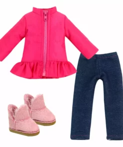 TeamsonUS Kids Sophia's 3 Piece Winter Outfit With Boots For 14.5" Dolls, Hot Pink