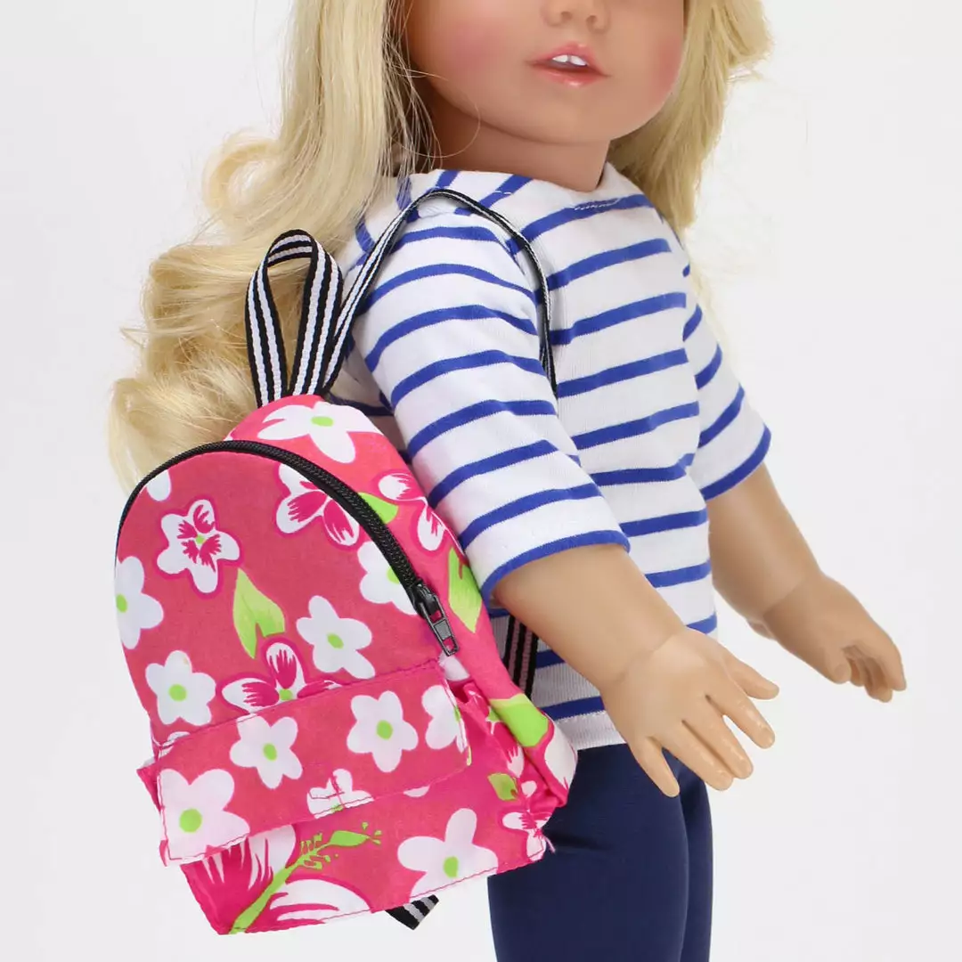 TeamsonUS Sophia's Flower Print Backpack For 18" Dolls, Hot Pink Kids 5 TeamsonUS Sophia's Flower Print Backpack For 18" Dolls, Hot Pink Kids
