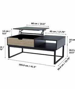 TeamsonUS Teamson Home Bryson Two-Tone Lift Top Coffee Table Desk With Storage, Black