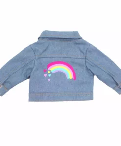 TeamsonUS Sophia's Jean Jacket With Rainbow Graphic For 18" Dolls, Blue