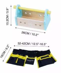 TeamsonUS Teamson Kids Little Helper Wooden Tool Box, Tool Belt And Accessories, Multicolor New