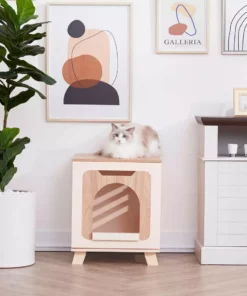 TeamsonUS Teamson Pets Daisy Elevated Vented Wooden Cat Litter Box Enclosure Side Table, Tan 15 TeamsonUS Teamson Pets Daisy Elevated Vented Wooden Cat Litter Box Enclosure Side Table, Tan