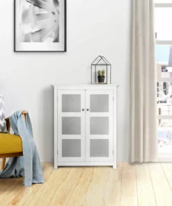 TeamsonUS Teamson Home Connor 2 Door Floor Cabinet With Adjustable Shelf, White