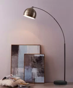 TeamsonUS Teamson Home Arquer Arc 68" Metal Floor Lamp With Bell Shade, Antique Brass 12 TeamsonUS Teamson Home Arquer Arc 68