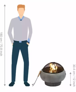 TeamsonUS Teamson Home 21" Outdoor Round Stone Wood Burning Fire Pit With Faux Concrete Base, Gray 13 TeamsonUS Teamson Home 21