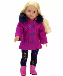 TeamsonUS Sophia's 3 Piece Peacoat, Leggings And Boots Set For 18'' Dolls, Magenta Kids