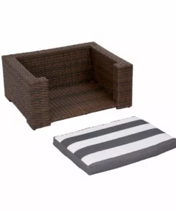 TeamsonUS Teamson Pets Clotho Outdoor Cat Or Small Dog Wicker Bed With Cushion, Walnut/Gray New 17 TeamsonUS Teamson Pets Clotho Outdoor Cat Or Small Dog Wicker Bed With Cushion, Walnut/Gray New