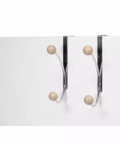 TeamsonUS Home Single Hook Over The Door Hanger Pack Of 2 With Mocha Porcelain Ball Chrome Finish
