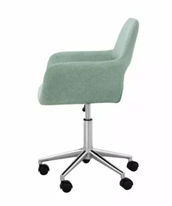 TeamsonUS Teamson Home Modern Fabric Office Chair With Adjustable Ergonomic Seat, Swivel Base, And Wheels, Mint/Chrome