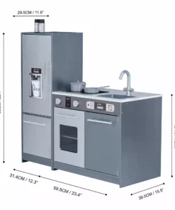 TeamsonUS Teamson Kids Little Chef Milano Classic Kids Kitchen Playset With 10 Accessories, Gray