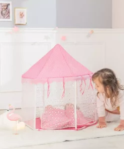 TeamsonUS Olivia's Little World Toy Tent With 2 Sleeping Bags For 18" Dolls, White/Pink