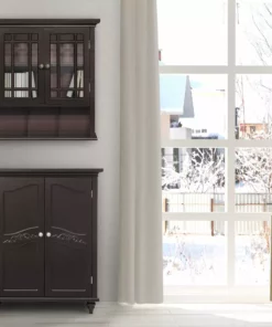 TeamsonUS Teamson Home Neal Wooden 2 Door Wall Cabinet, Dark Espresso