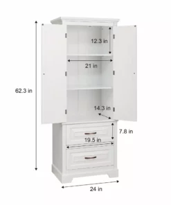 TeamsonUS Teamson Home St. James Wooden Linen Tower Cabinet With 2 Drawers, White 12 TeamsonUS Teamson Home St. James Wooden Linen Tower Cabinet With 2 Drawers, White