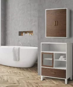 TeamsonUS Teamson Home Tyler Modern Wooden Removable Cabinet, Walnut/White