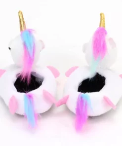 TeamsonUS Kids Sophia's Unicorn Slippers With Rainbow Hair For 18