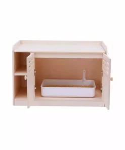 TeamsonUS Teamson Pets Robin Vented Wooden Cat Litter Box Enclosure Storage Bench, White