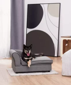 TeamsonUS Teamson Pets Chaise Lounge Dog Bed With Storage For Small And Medium Dogs, Gray