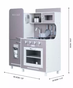 TeamsonUS Teamson Kids Little Chef Mayfair Classic Kids Kitchen Playset With 11 Accessories, Gray