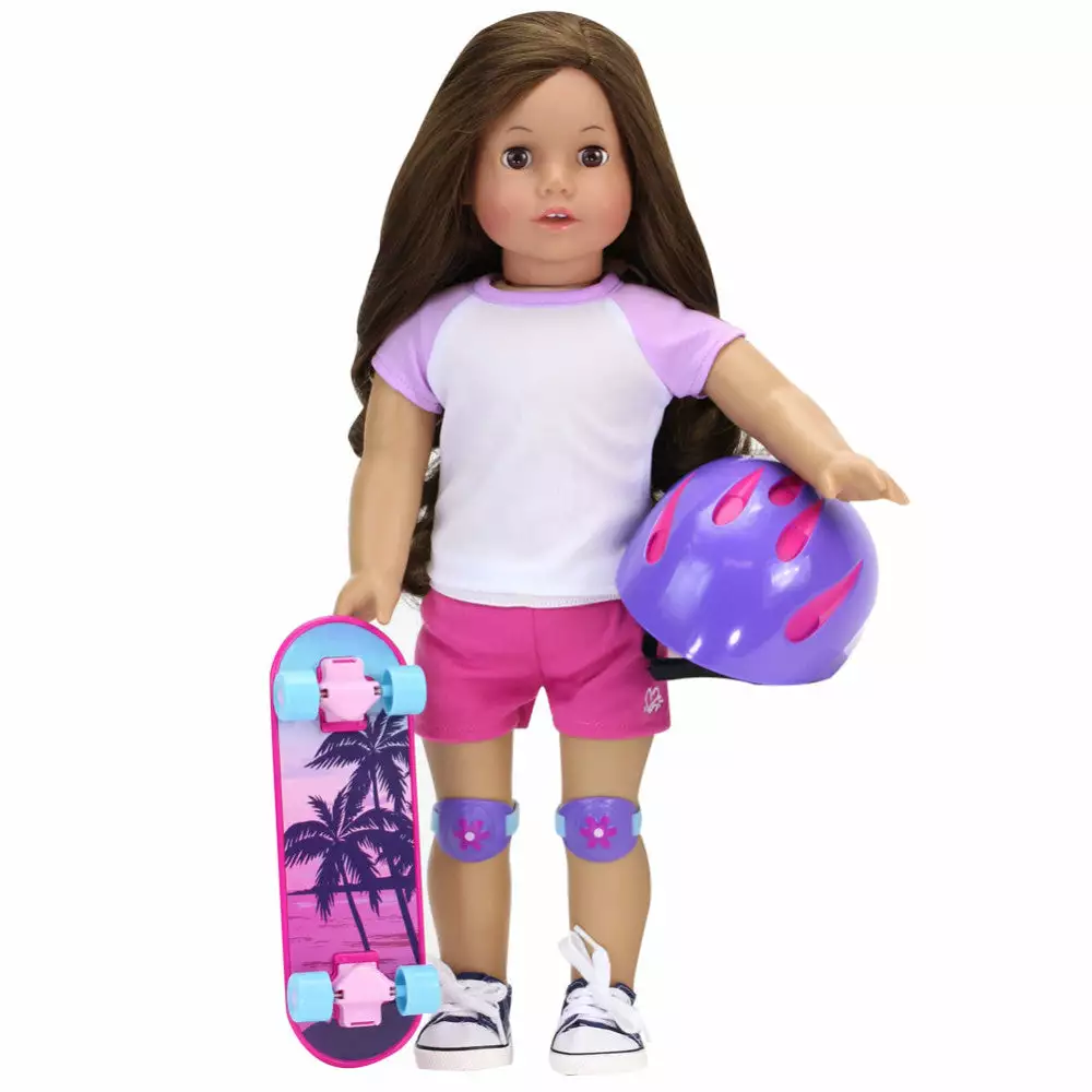 TeamsonUS Sophia's Skateboard, Helmet And Knee Pads Set For 18" Dolls, Multicolor Kids 5 TeamsonUS Sophia's Skateboard, Helmet And Knee Pads Set For 18" Dolls, Multicolor Kids