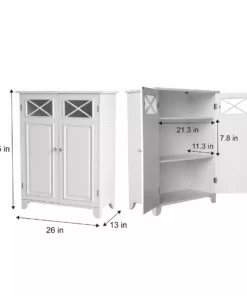 TeamsonUS Teamson Home Dawson Free Standing Floor Storage Cabinet With Adjustable Shelves