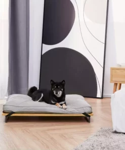 TeamsonUS Teamson Pets Hassan Large Elevated Dog Bed With Frame And Cushion, Gray