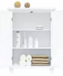TeamsonUS Teamson Home Versailles Wooden Floor Cabinet With 2 Shelves, White