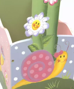 TeamsonUS Fantasy Fields Magic Garden Kids Wooden Clothing Rack With 4 Hangers, Pink/Green