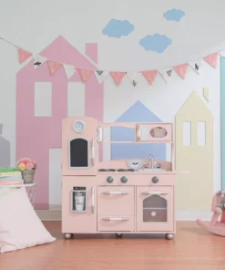 TeamsonUS Teamson Kids Little Chef Westchester Retro Play Kitchen, Pink