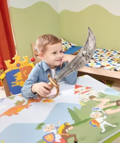 TeamsonUS Fantasy Fields Kids Painted Wooden Knights And Dragons Table, Multicolor