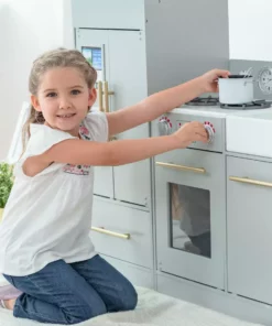 TeamsonUS Teamson Kids - Little Chef Chelsea Modern Play Kitchen - Silver Grey / Gold