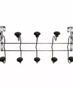TeamsonUS Teamson Home Over The Door Hanger With 10 Chocolate Woven Hooks And Chrome Finish