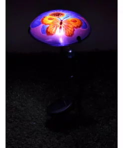 TeamsonUS Teamson Home Outdoor Butterfly Fusion Glass Solar Powered LED Light Stake, Purple