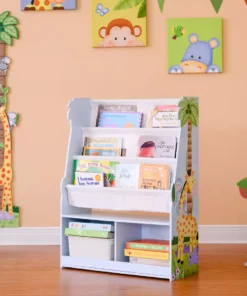 TeamsonUS Fantasy Fields Kids Sunny Safari Wooden Display Bookshelf With Storage Drawer, Multicolor