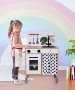 TeamsonUS Teamson Kids Little Chef Philly Modern Wooden Kitchen Playset, White/Natural