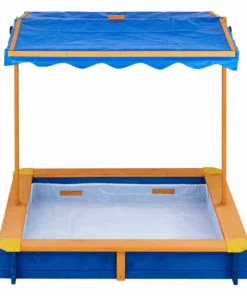 TeamsonUS Teamson Kids 4' Square Solid Wood Sandbox With Rotatable Canopy Cover, Honey/Blue 29 TeamsonUS Teamson Kids 4' Square Solid Wood Sandbox With Rotatable Canopy Cover, Honey/Blue