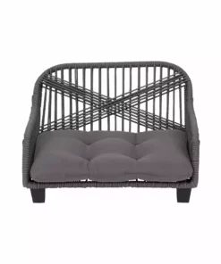 TeamsonUS Teamson Pets Lachesis Outdoor Woven Rope Cat Or Small Dog Daybed With Cushion, Gray New