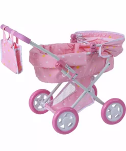 TeamsonUS Kids Olivia's Little World Twinkle Stars Princess Deluxe Baby Doll Stroller, Pink/White
