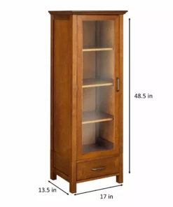 TeamsonUS Teamson Home Avery Wooden Linen Tower Cabinet With Storage, Oiled Oak 12 TeamsonUS Teamson Home Avery Wooden Linen Tower Cabinet With Storage, Oiled Oak