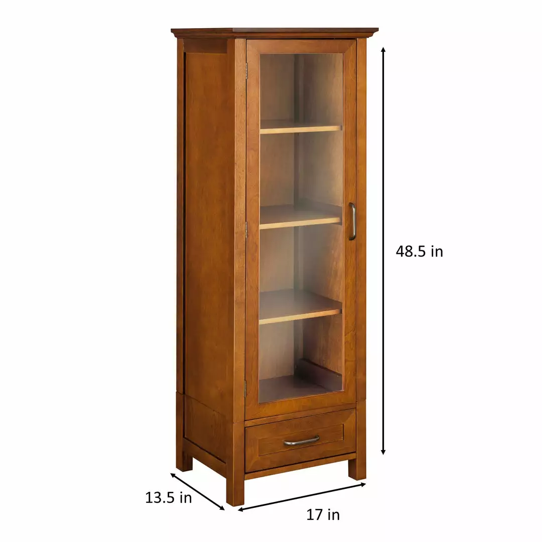 TeamsonUS Teamson Home Avery Wooden Linen Tower Cabinet With Storage, Oiled Oak 6 TeamsonUS Teamson Home Avery Wooden Linen Tower Cabinet With Storage, Oiled Oak