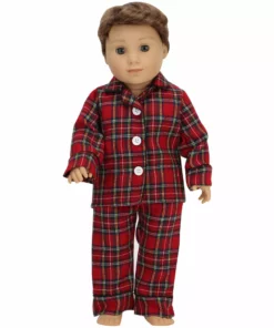 TeamsonUS Kids Sophia's Red Flannel Pajamas And Slippers Set For 18" Dolls 10 TeamsonUS Kids Sophia's Red Flannel Pajamas And Slippers Set For 18
