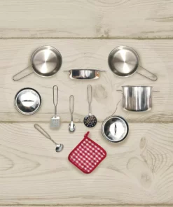 TeamsonUS Teamson Kids 11 Piece Little Chef Frankfurt Stainless Steel Cooking Accessory Set