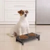 TeamsonUS Teamson Pets 6.5" Pet Dog Feeder With 2 Stainless Steel Bowls, Espresso