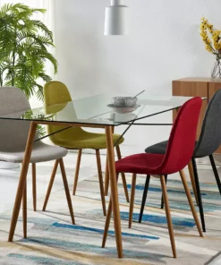 TeamsonUS Teamson Home Minimalist Dining Chair With Wood Grain Metal Legs, Set Of 2, Natural/White