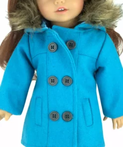 TeamsonUS Sophia's 3 Piece Winter Set Includes Fur Trimmed Pea Coat, Animal Print Leggings And Boots For 18" Dolls, Turquoise/Brown 13 TeamsonUS Sophia's 3 Piece Winter Set Includes Fur Trimmed Pea Coat, Animal Print Leggings And Boots For 18