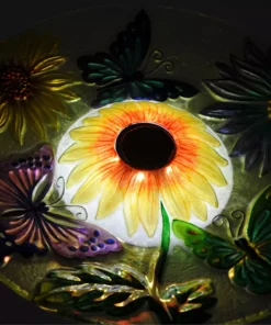 TeamsonUS Teamson Home Outdoor 18" Hand Painted Butterfly Fusion Glass Solar Bird Bath W/ Stand 11 TeamsonUS Teamson Home Outdoor 18