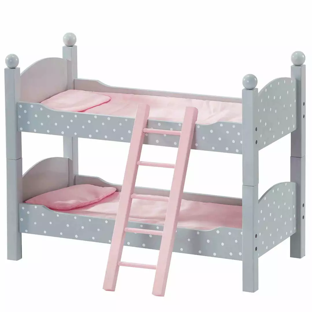 TeamsonUS Kids Olivia's Little World Polka Dots Princess Double Bunk Bed For 18" Dolls, Gray 3 TeamsonUS Kids Olivia's Little World Polka Dots Princess Double Bunk Bed For 18" Dolls, Gray